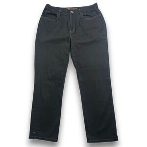 Lauren Ralph Lauren Black Straight Leg Jeans High Rise Stretch Size 12 Side Slit